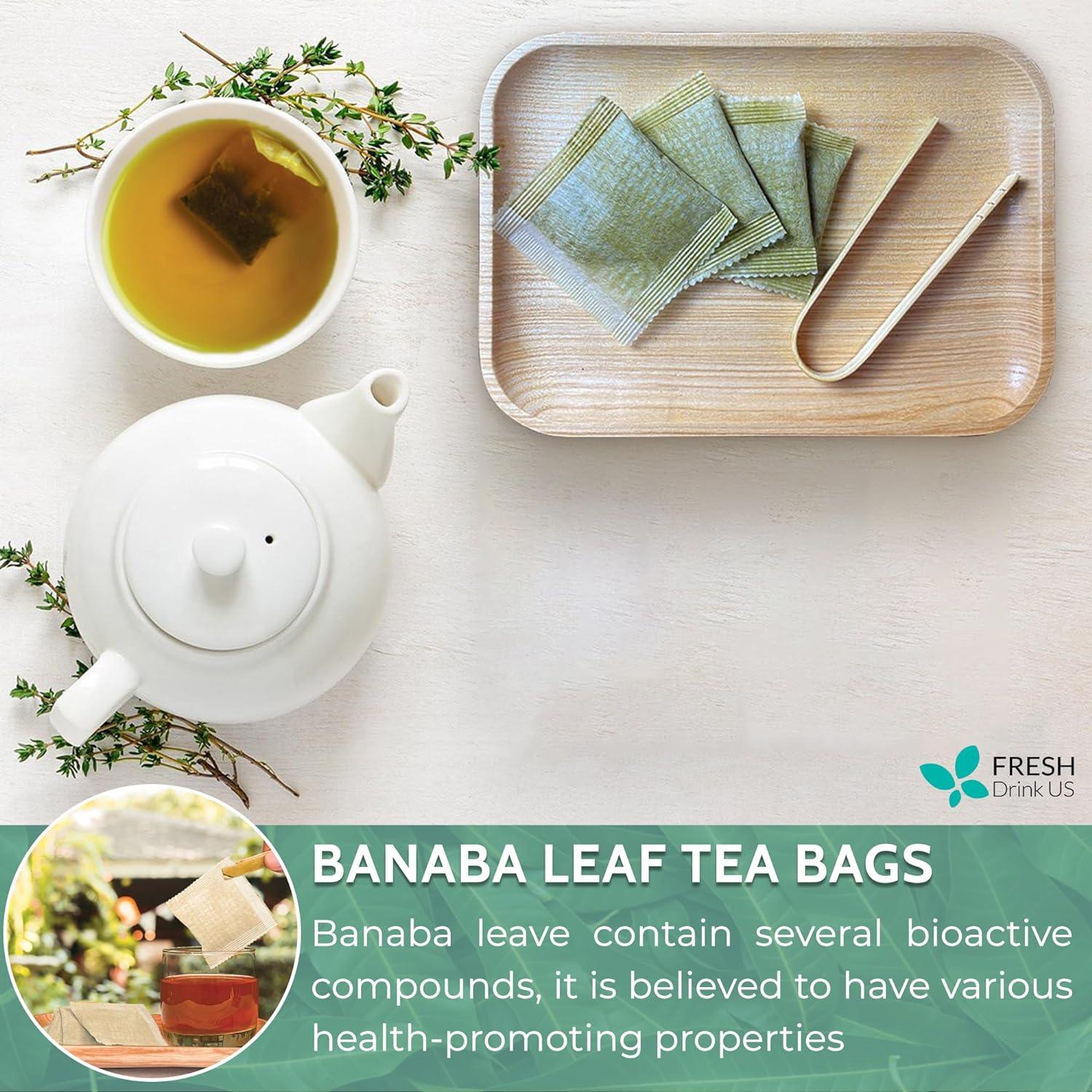 Natural Banaba Dried Leaves, Tea Bags, Powder, Whole Banaba Leaves, 100% Pure Dried Banaba Leaves, Banaba Leaf Tea, No Additives, No Caffeine, Vegan