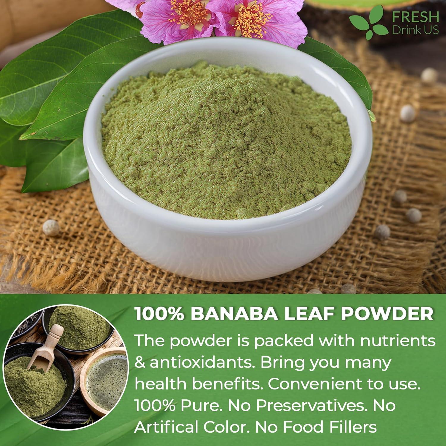Natural Banaba Dried Leaves, Tea Bags, Powder, Whole Banaba Leaves, 100% Pure Dried Banaba Leaves, Banaba Leaf Tea, No Additives, No Caffeine, Vegan