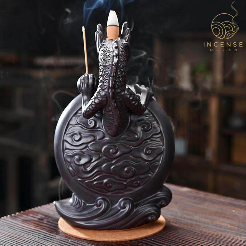 Black Ceramic Dragon Backflow Incense Burner